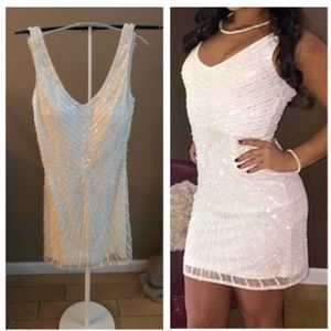Aidan Mattox white short beaded dress size 2